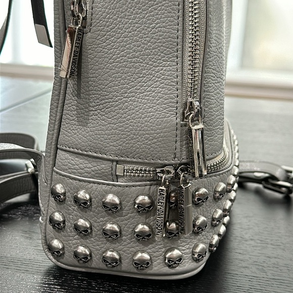 Harley-Davidson Grey Leather Willie G Skull Mini Backpack Purse main image 13